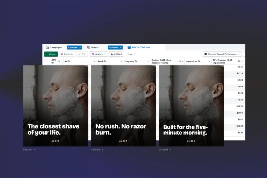 Meta Ads Pipeline — 3 creative variants in Meta Ads Manager